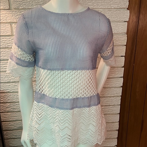 MT Tops - Elegant Blue and White knit Top